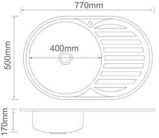 Кухонная мойка РМС MD8-7750OVL нержавеющая сталь
